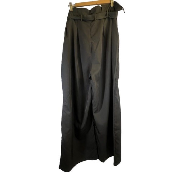 Fashion Nova Women's Pants 2X Black Wide Legs Waist Tie - Picture 9 of 11